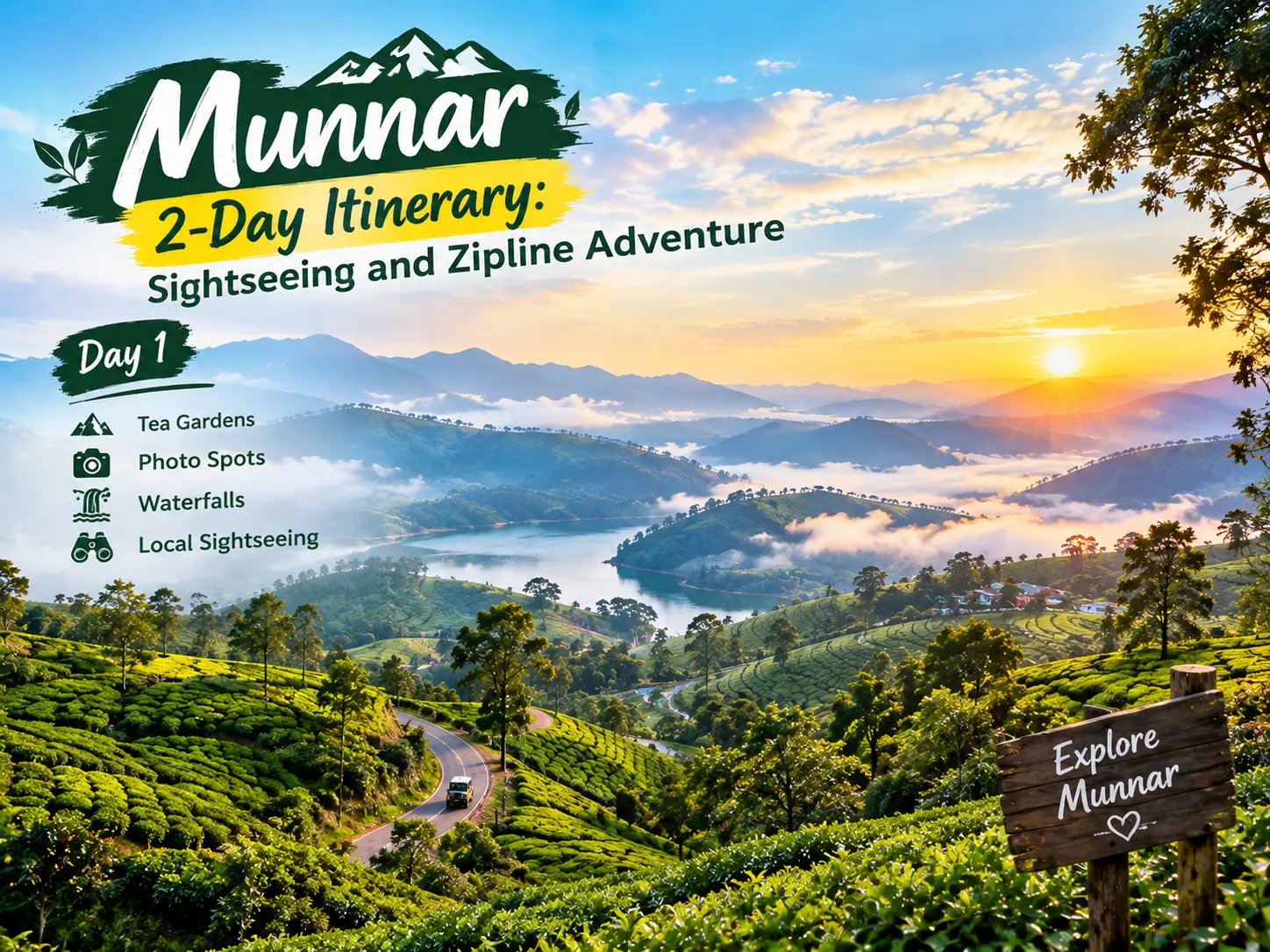 Munnar 2-Day Itinerary: Sightseeing and Zipline Adventure